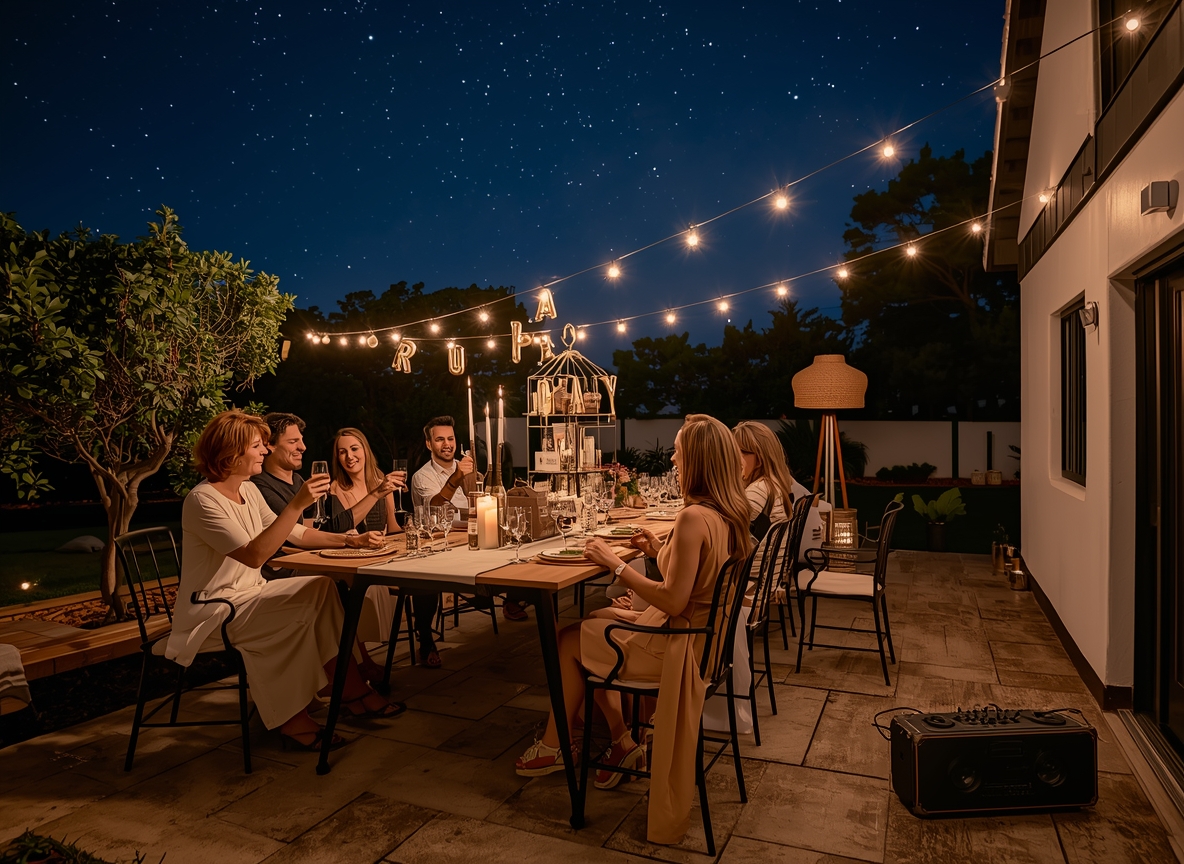 Outdoor party with confetti