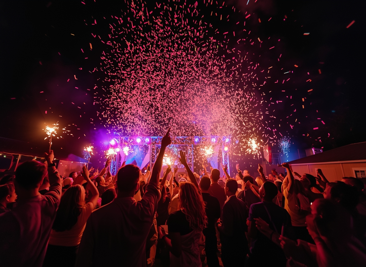 Festival crowd dancing